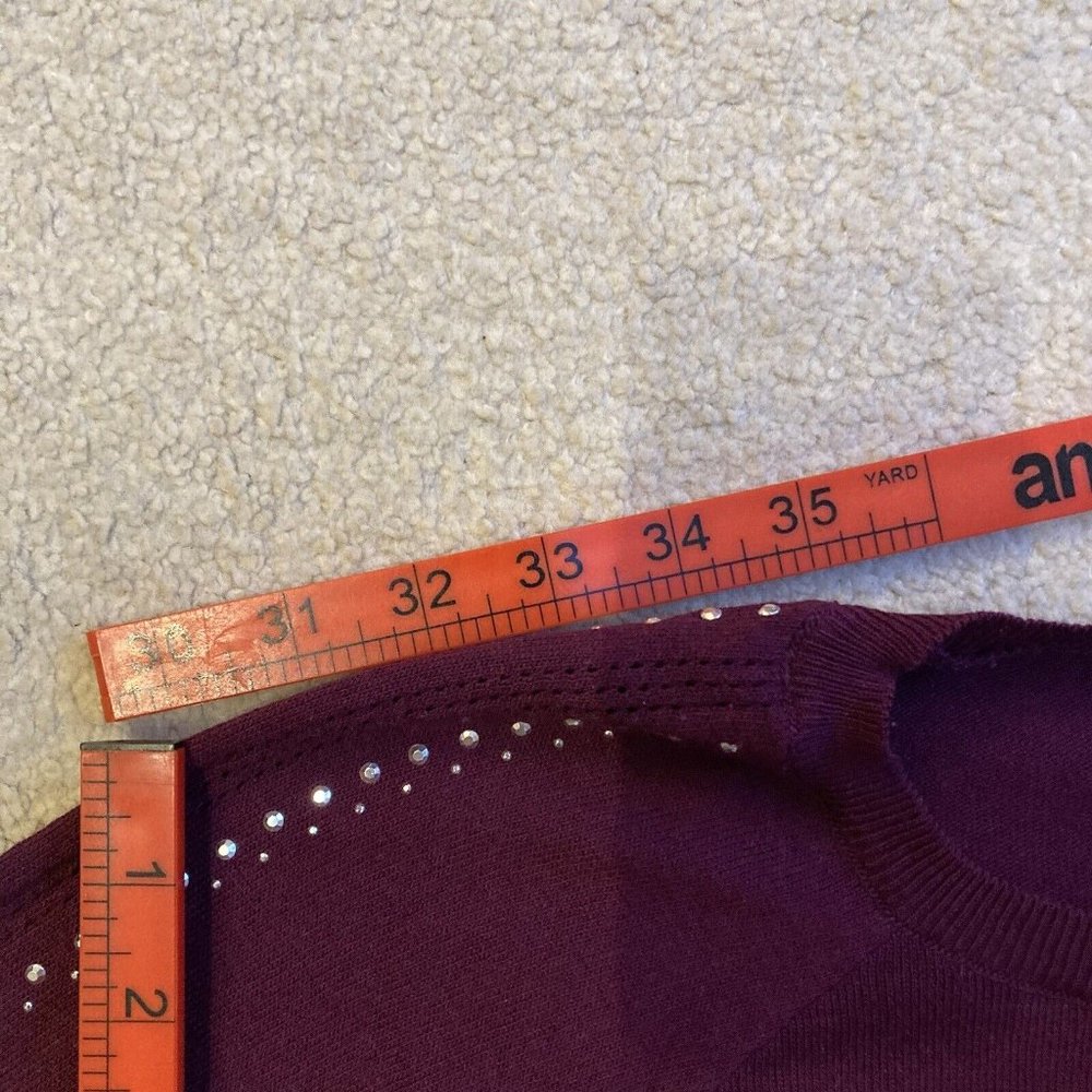 Ladies Women Knitted Long Sleeve Crew Neck Jumper Sweater Rhinestone Pullover - Picture 11 of 13